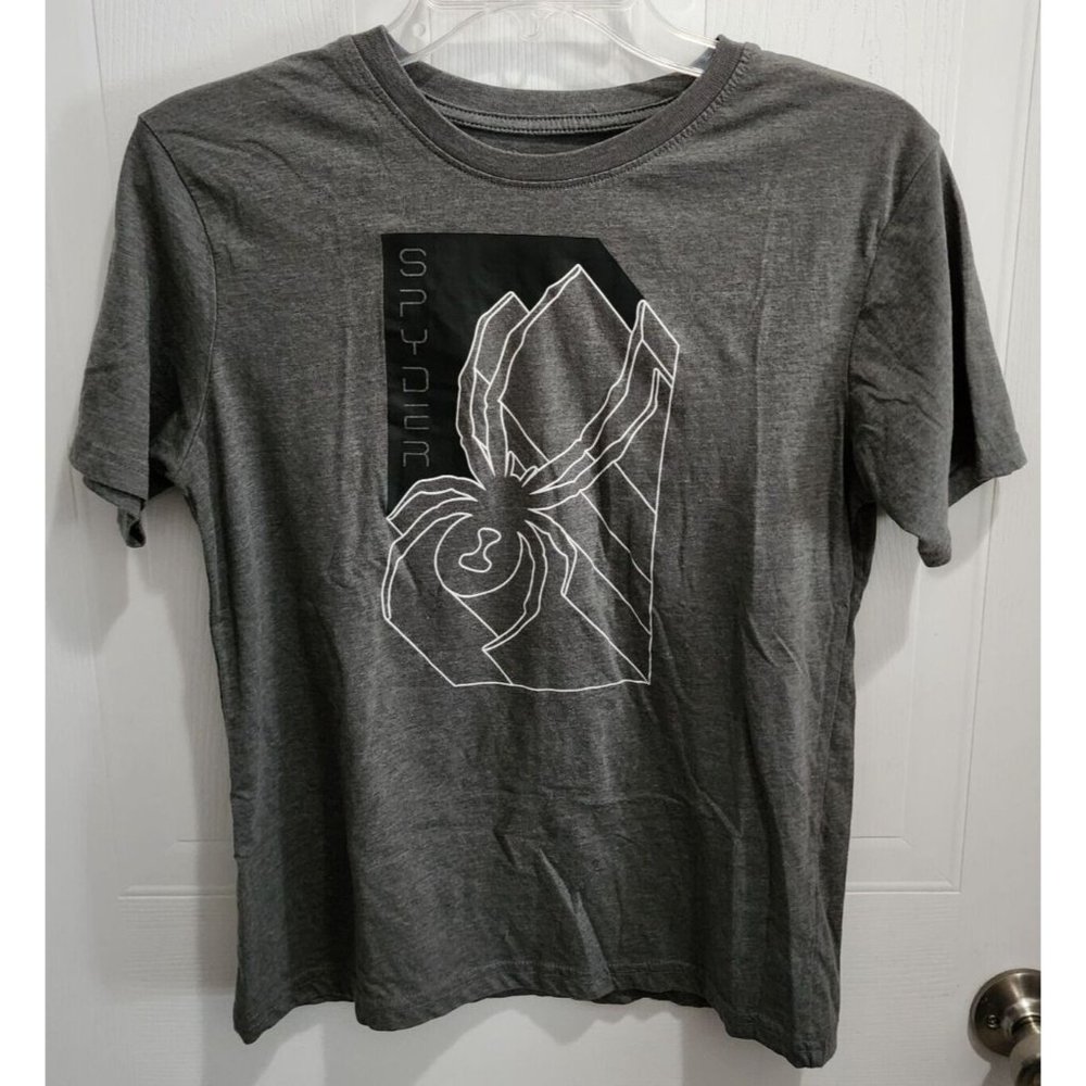 Spyder Gray Motorcycle Biking Black Widow T-Shirt Size Boys Youth Large (14/16)